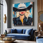 Red Lip Cowgirl Pop Art Portrait Colorful