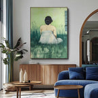 Serene Woman in Grass Minimalist Wall Decor