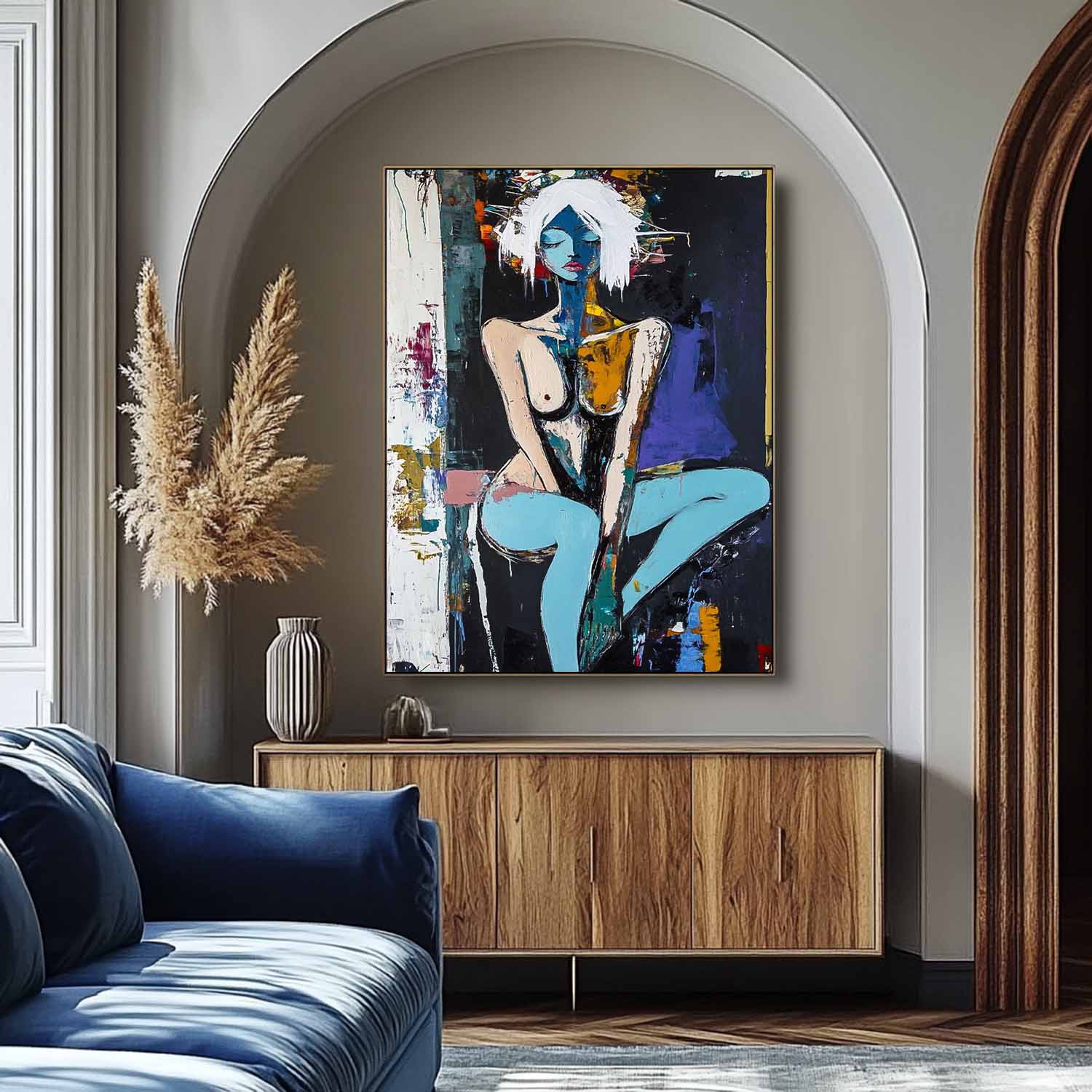 Neo-Expressionist Seated Figure Oil Painting