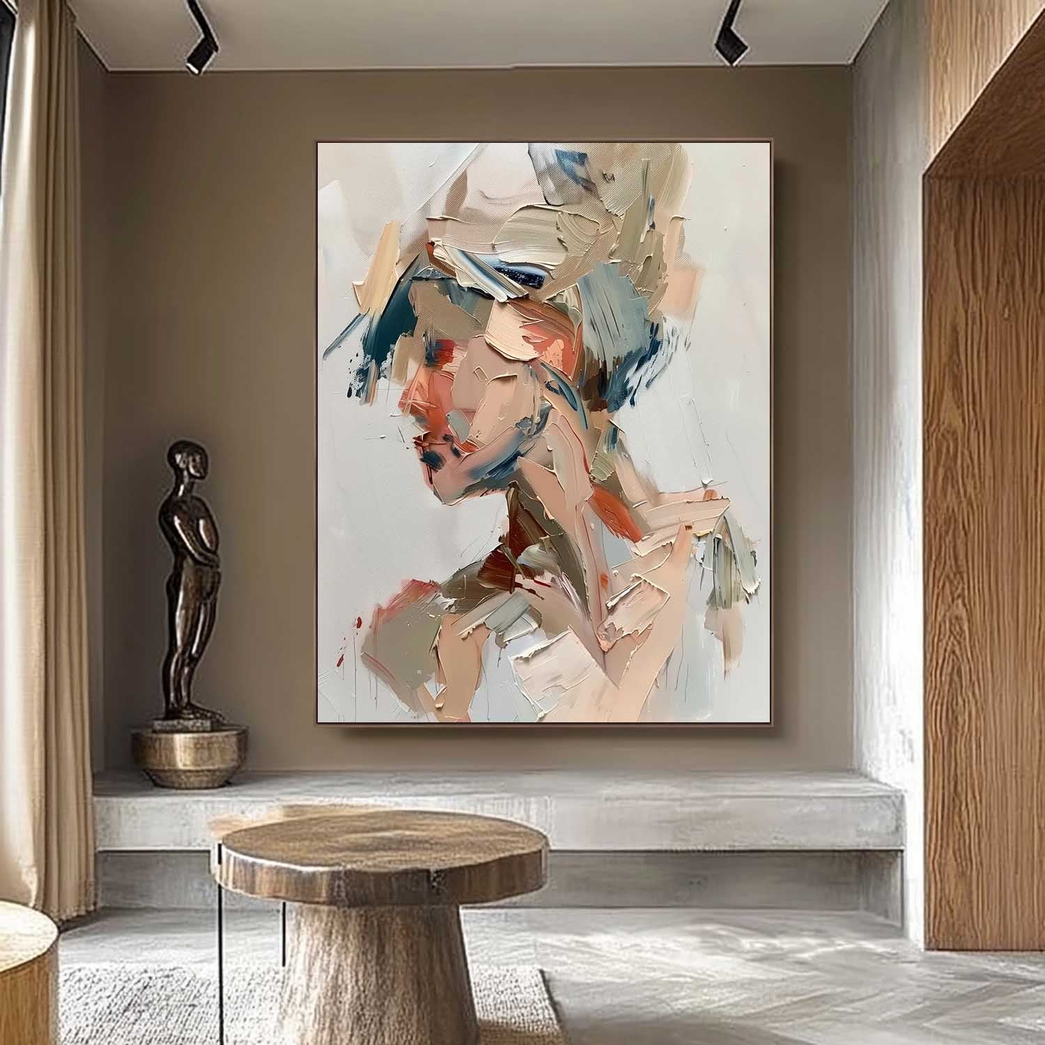 Impasto Abstract Female Portrait Textured