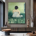 Serene Woman in Grass Minimalist Wall Decor