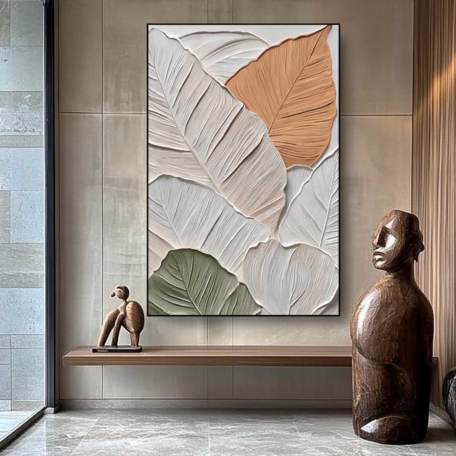 Textured 3D Leaf Wall Art Neutral Botanical