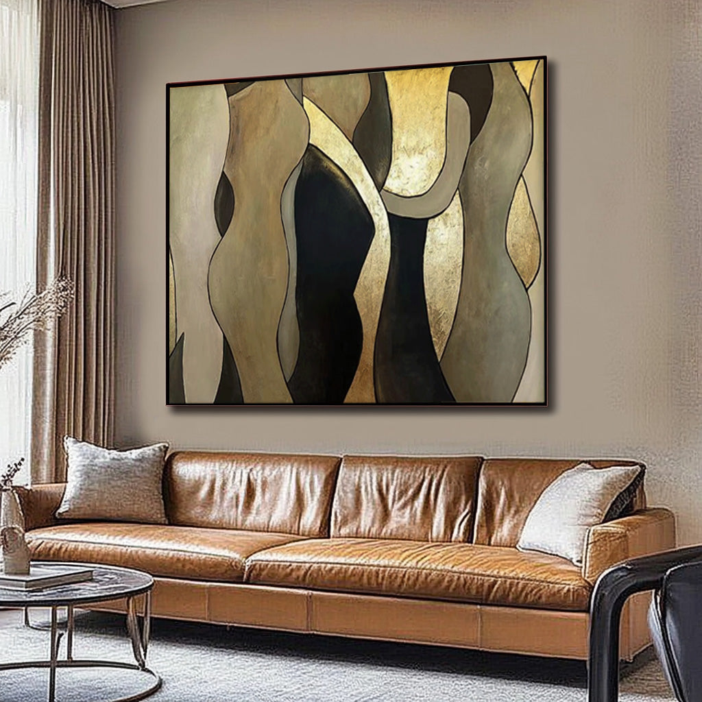 Gilded Biomorphic Abstract Painting Luxurious