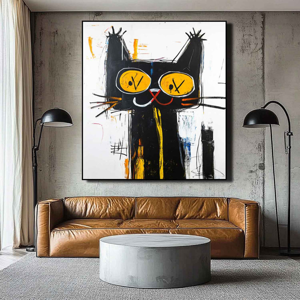 Abstract Black Cat With Yellow Eyes Pop Art