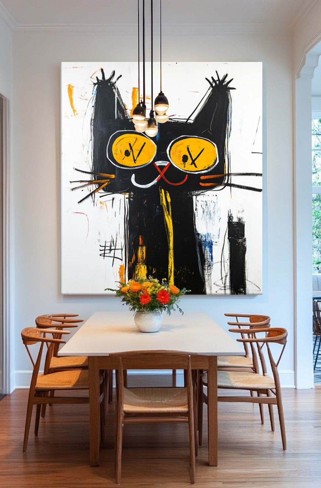 Abstract Black Cat With Yellow Eyes Pop Art