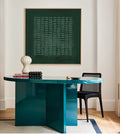 Wabi-Sabi Wall Art Dark Green Textured Grid Abstract Painting