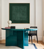 Wabi-Sabi Wall Art Dark Green Textured Grid Abstract Painting