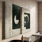 Tactile Two-Piece Geometric Oil Painting Black White