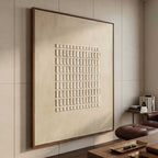 Wabi-Sabi Minimalist Neutral Grid Texture Oil Painting