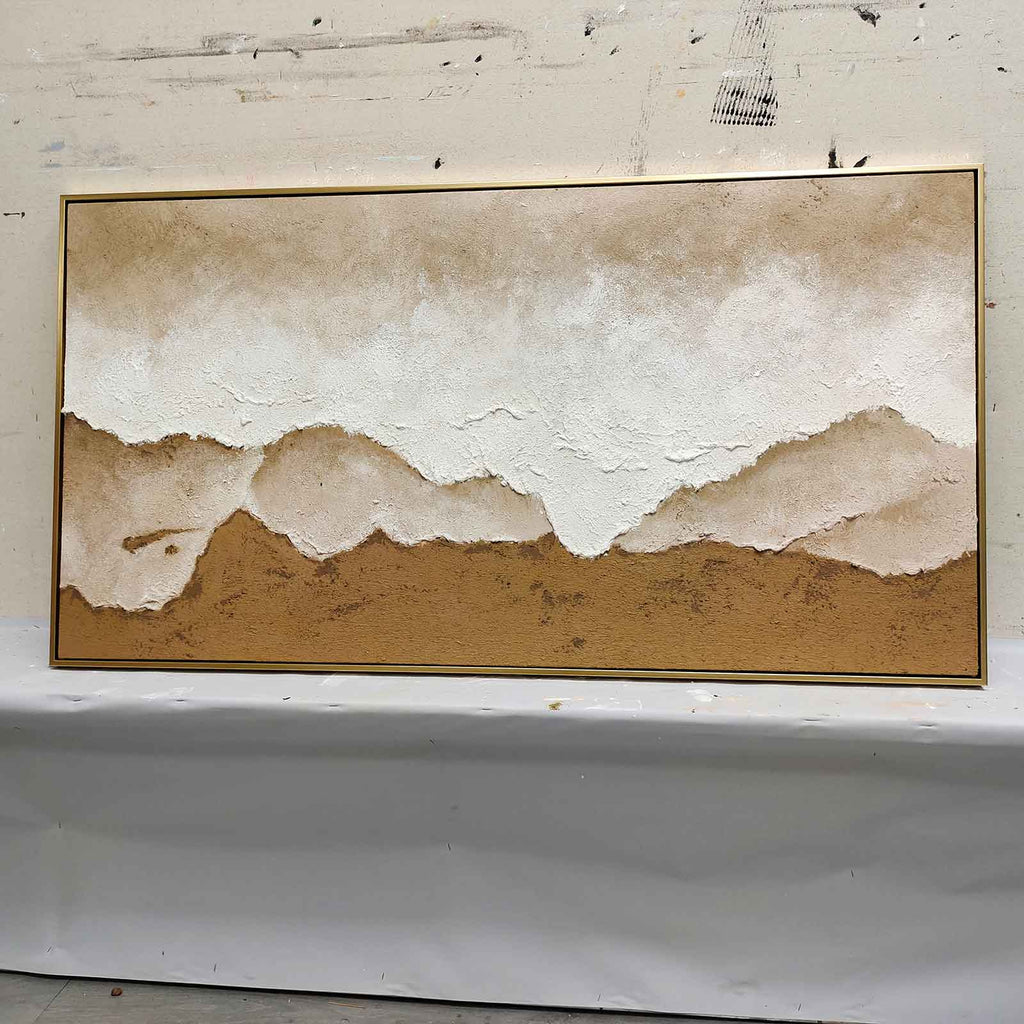 Minimalist 3D Textured Landscape Painting Warm Neutral