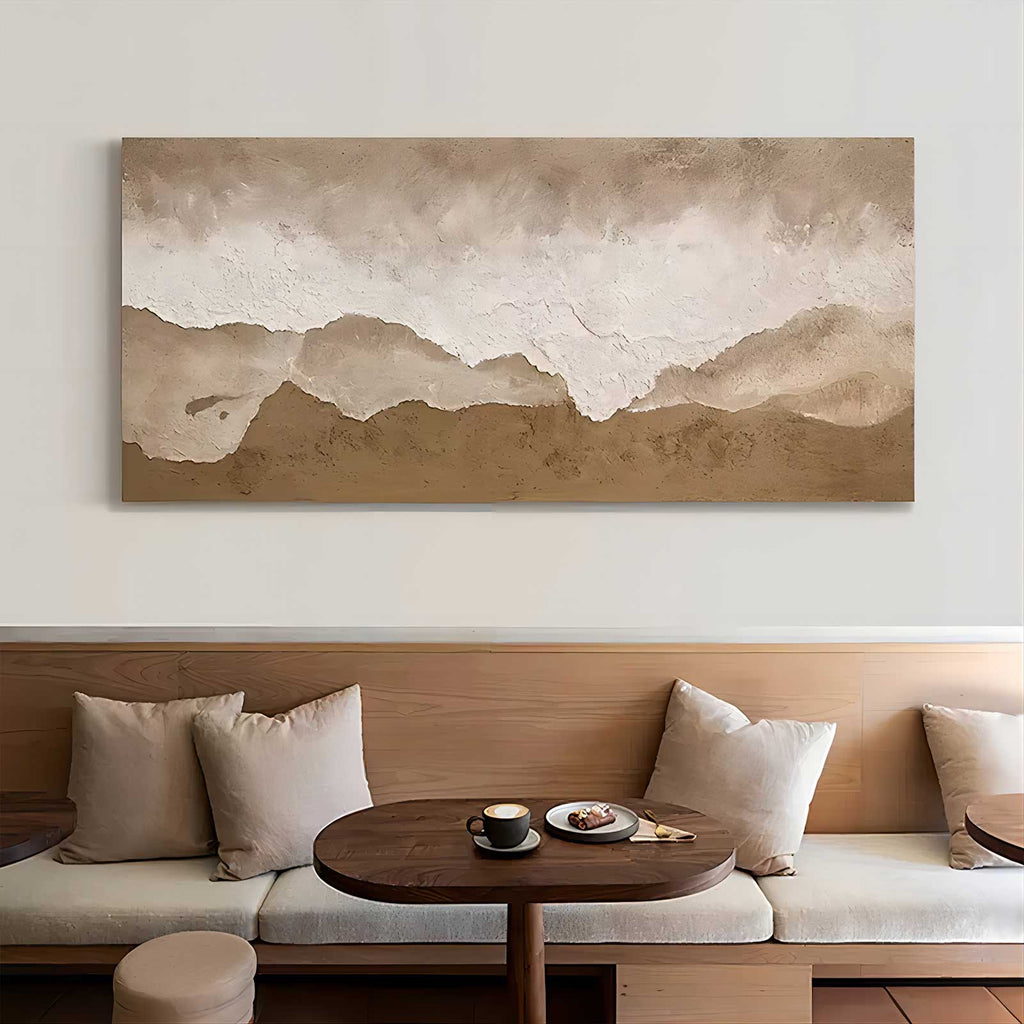 Minimalist 3D Textured Landscape Painting Warm Neutral