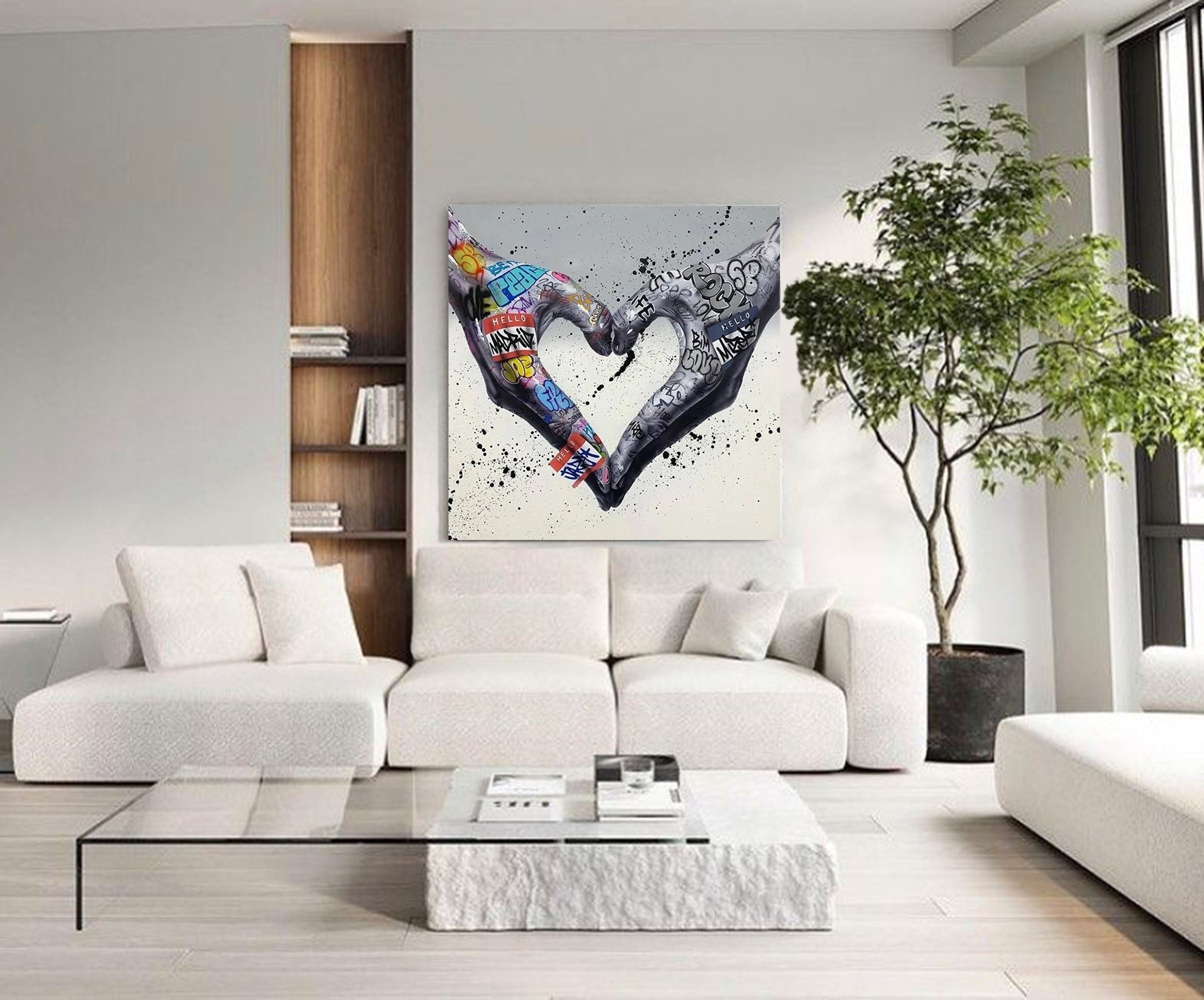 Graffiti Heart Hands Pop Art Painting