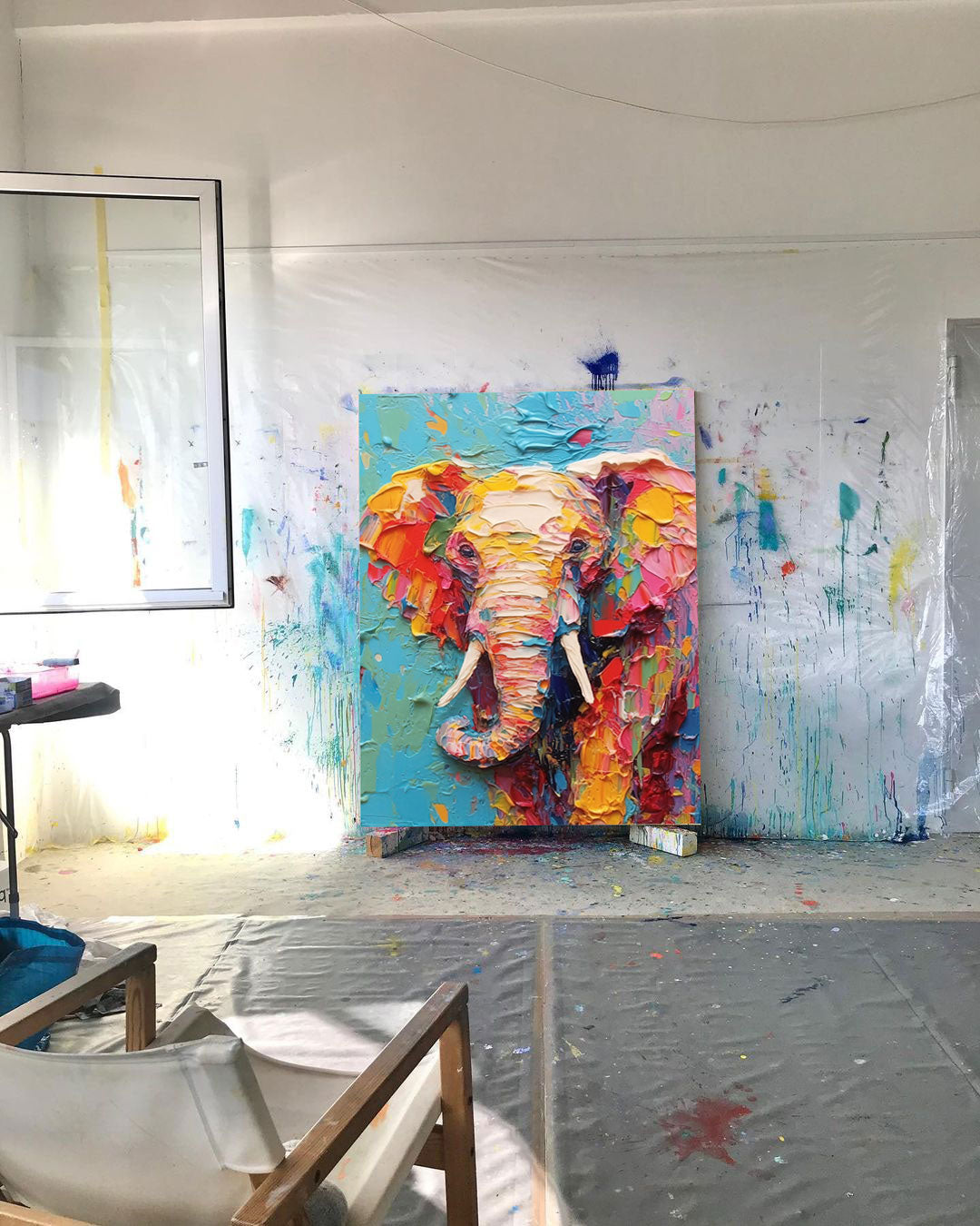 Textured Palette Knife Elephant Painting