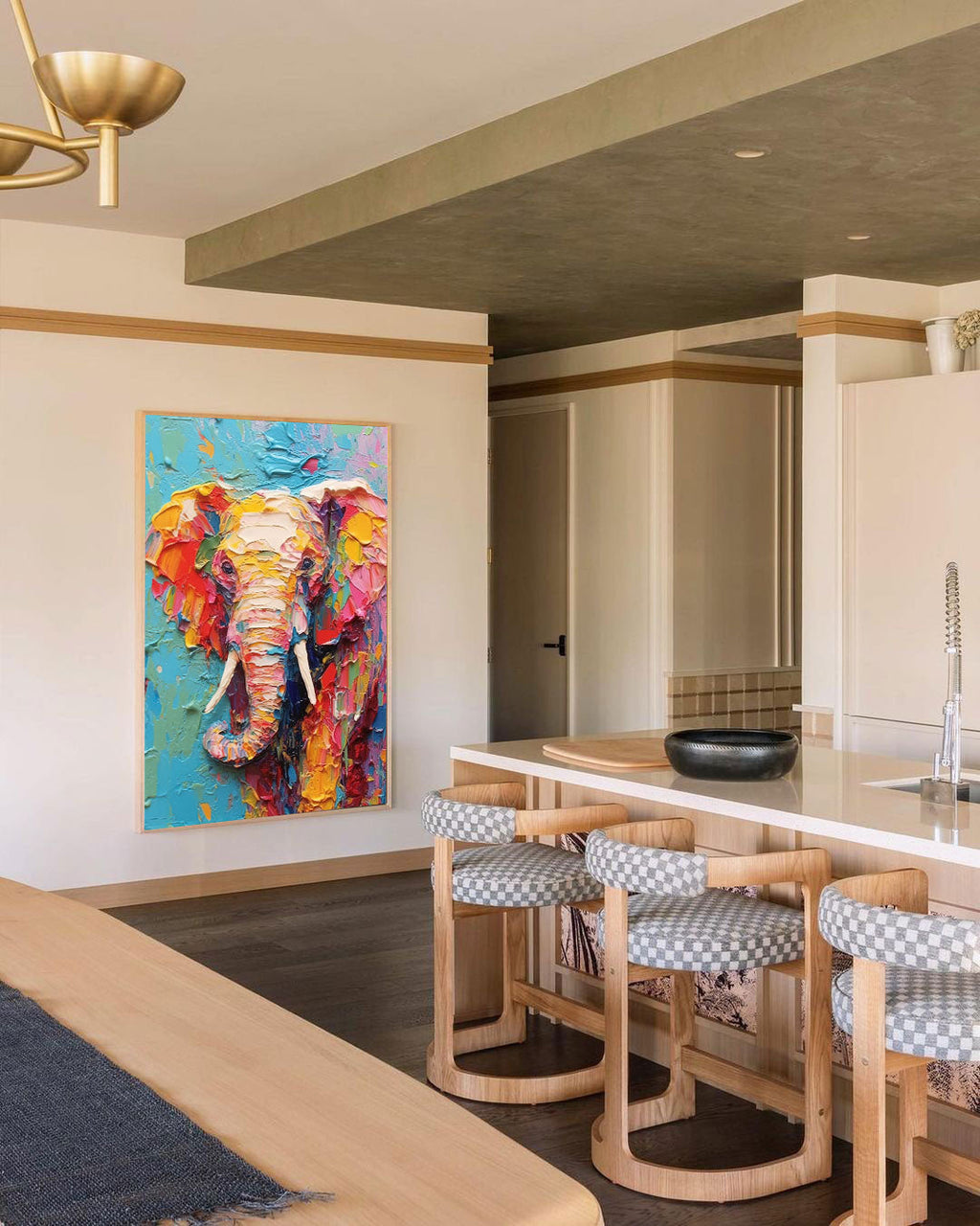 Textured Palette Knife Elephant Painting