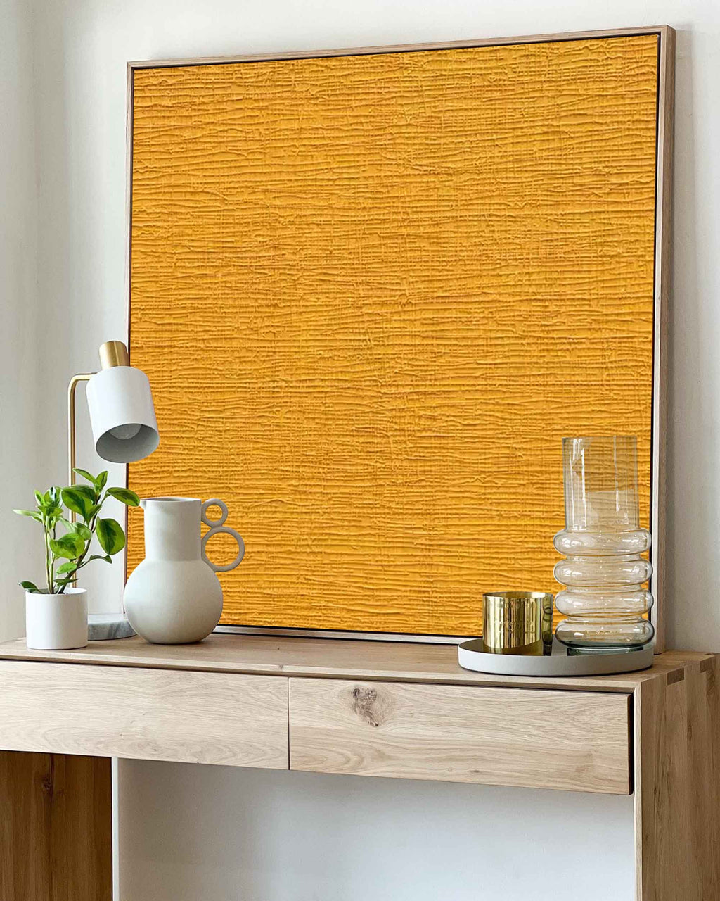 Textured Minimalist Wall Art Solid Mustard Yellow