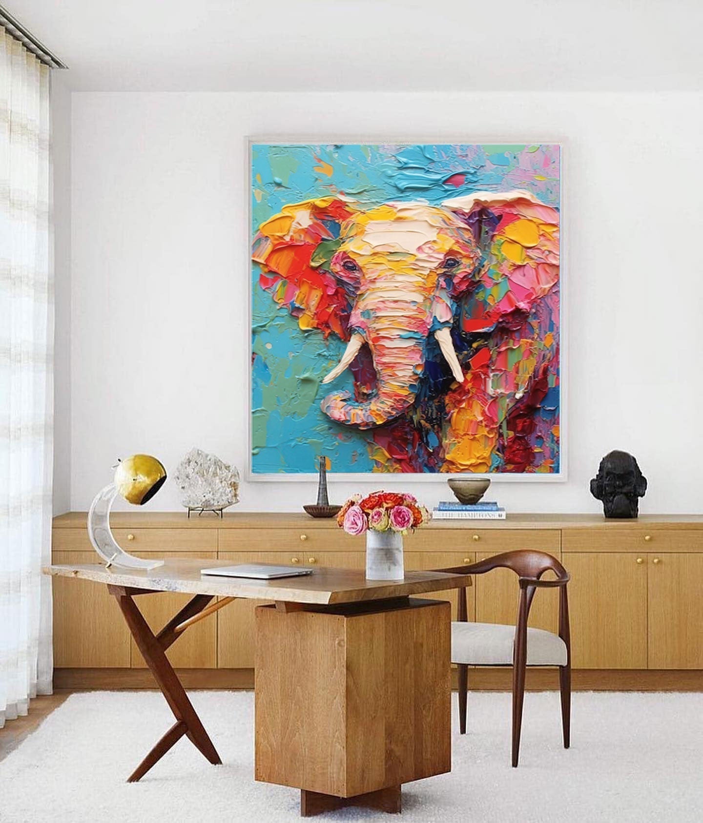 Textured Palette Knife Elephant Painting