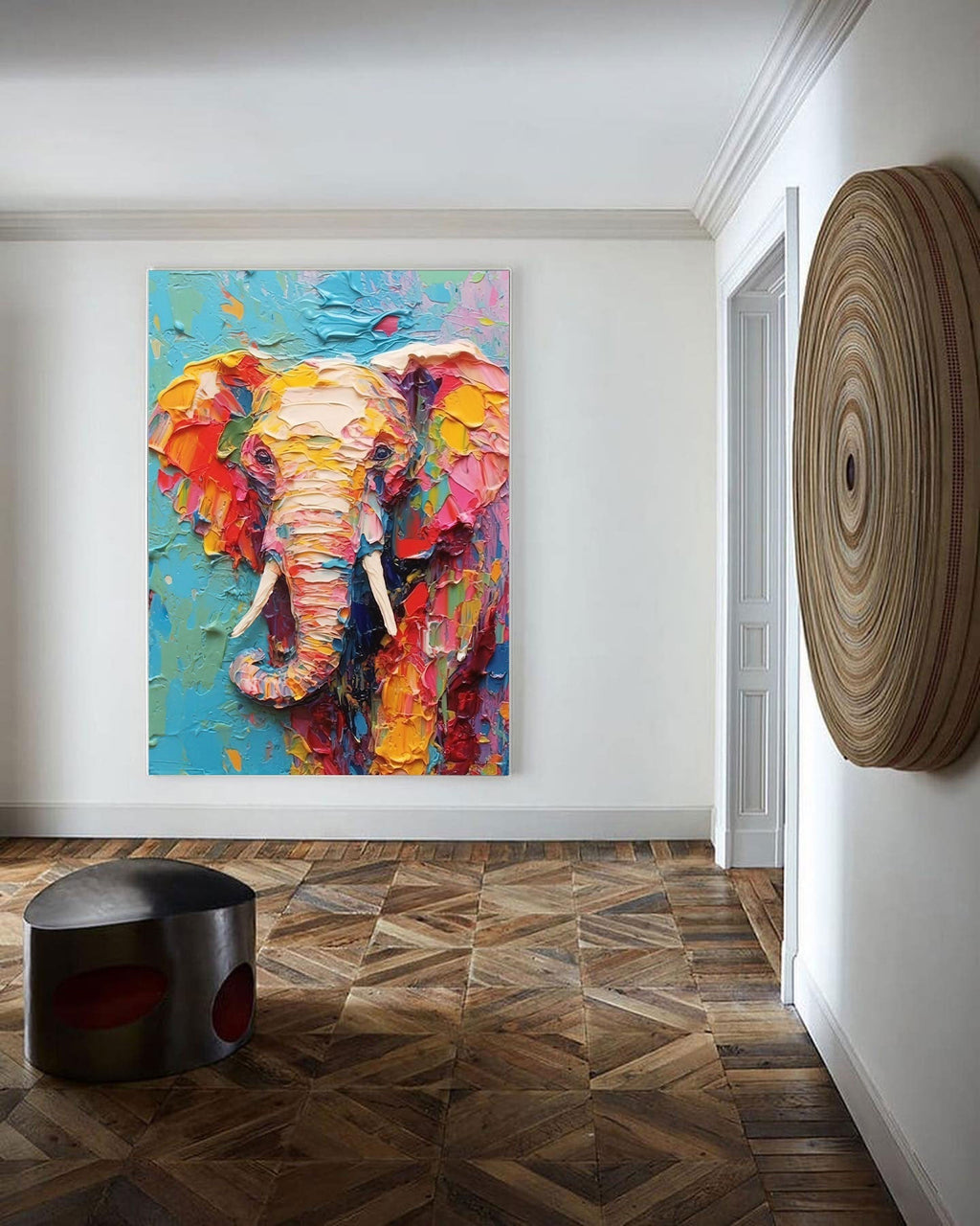 Textured Palette Knife Elephant Painting