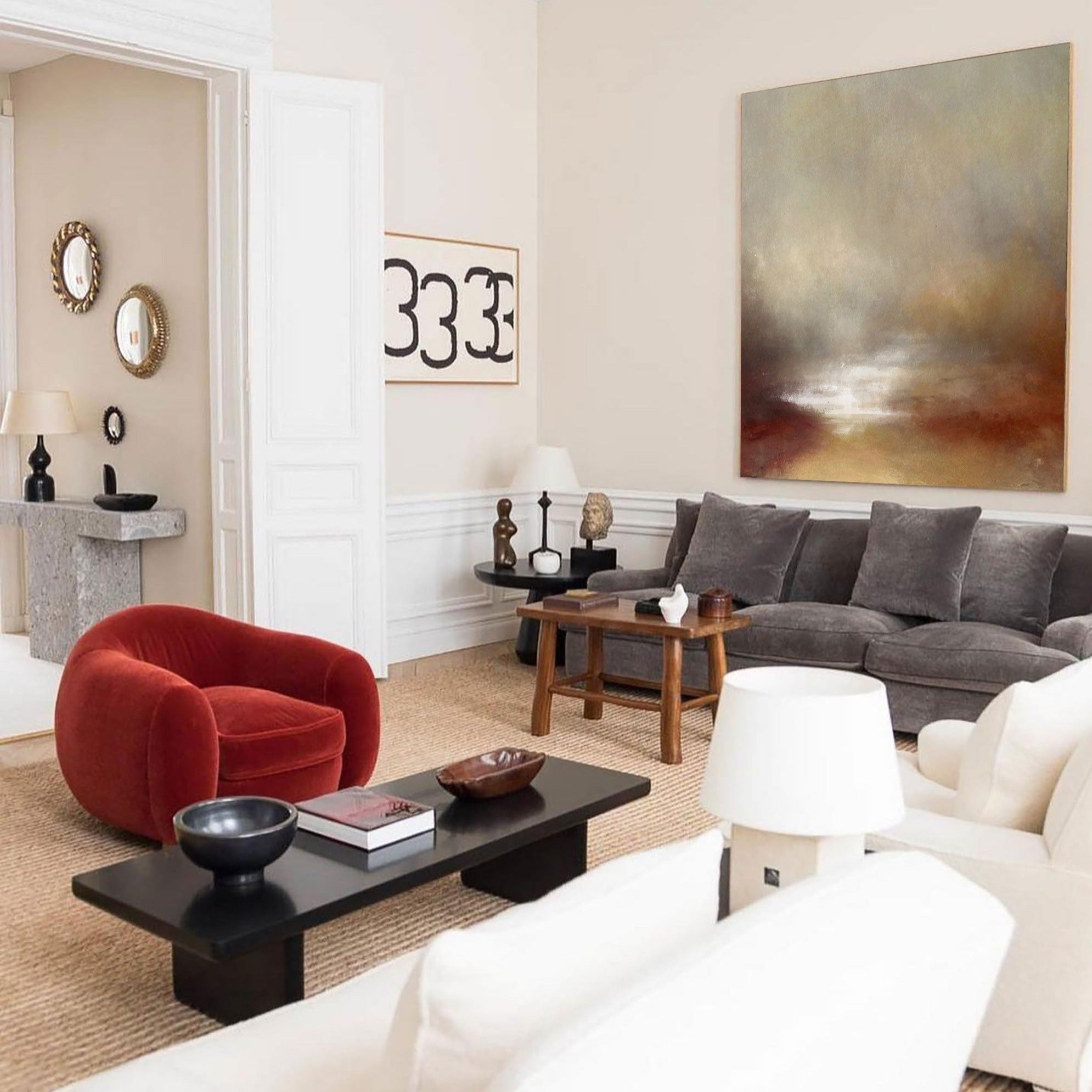 Wabi-Sabi Neutral Landscape Abstract Oil Painting