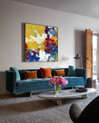 Mosaic-Style Painting Vibrant Color Blocks
