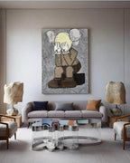 KAWS Companion Figure Sketch-Style Art Painting