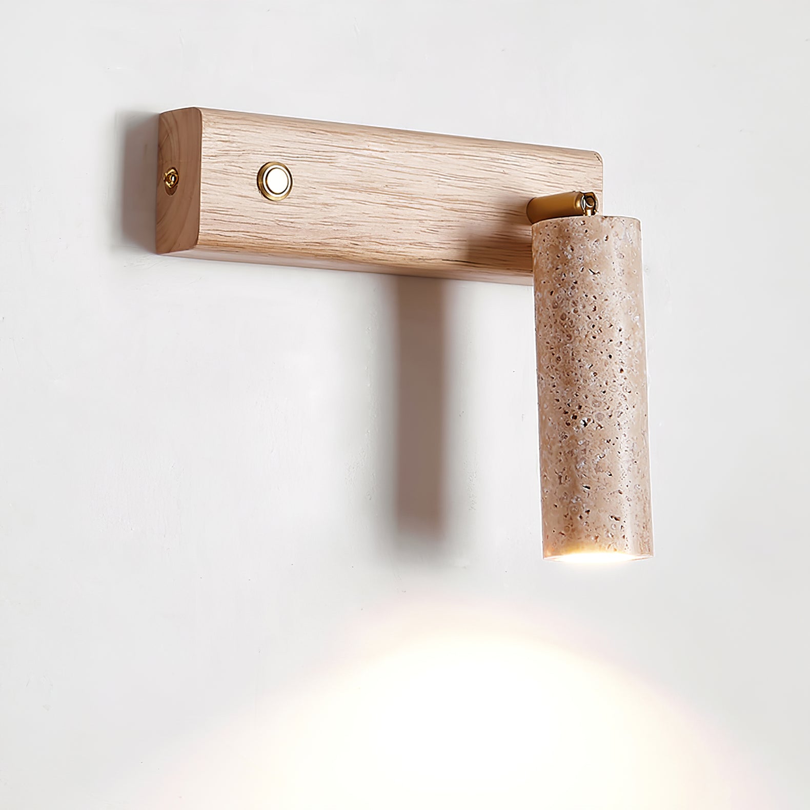 Ornoria Wall Light Cylindrical - Colour Wood and Travertine Yellow - Light Warm