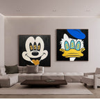 Money Obsessed Mickey Donald Diptych Painting