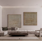 Earthy Textured Linear Pattern Diptych Wall Art Set
