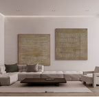 Earthy Linear Textured Relief Diptych Wall Art Set