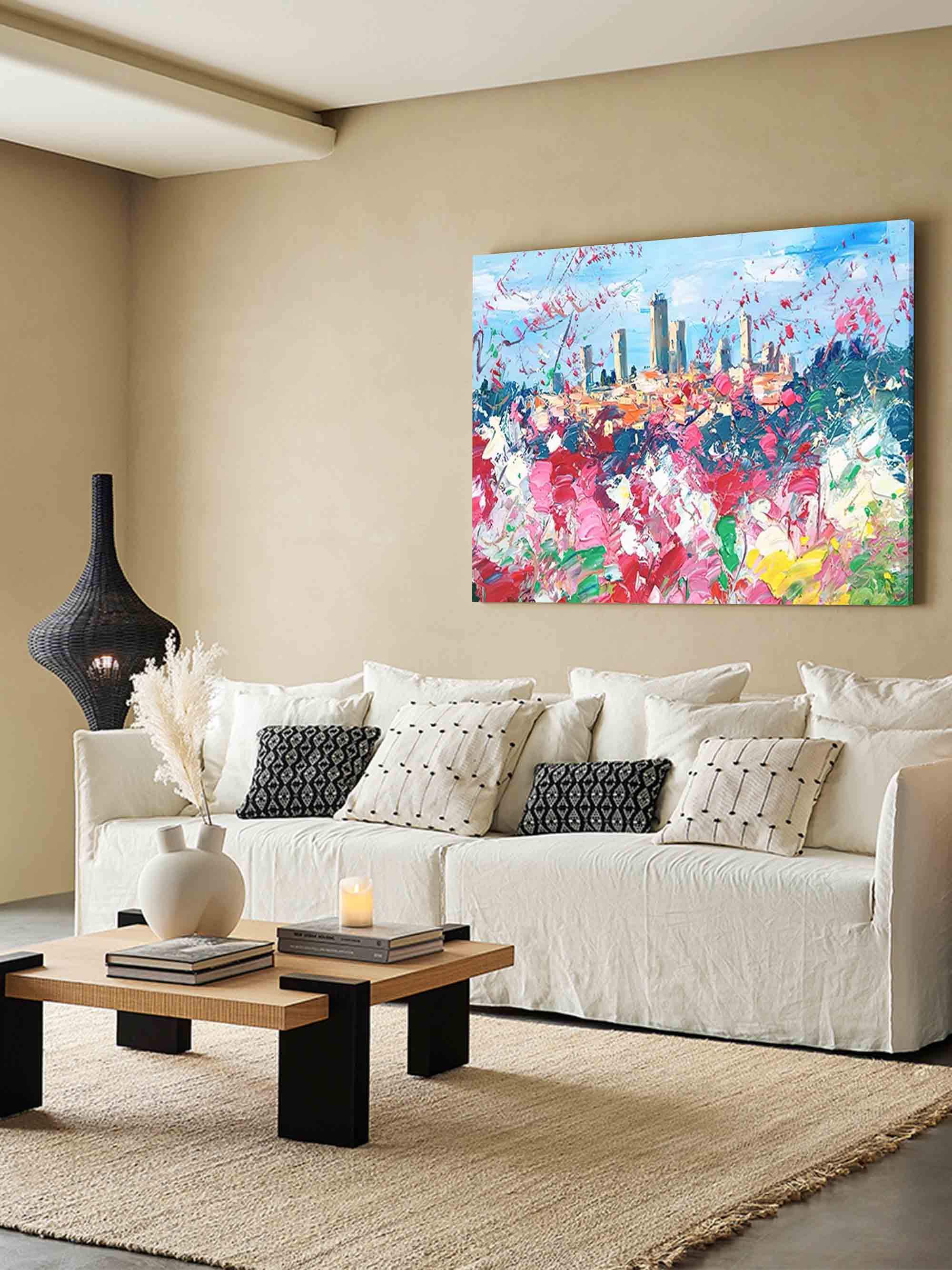 Floral Impressionist Cityscape Oil Painting