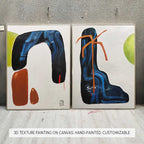 Set Of 2 Diptych Wall Art Set Blue Brown Organic