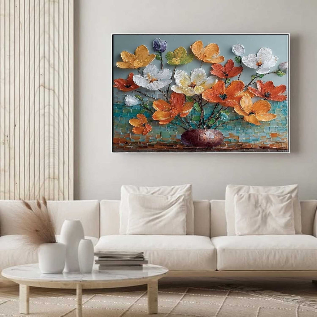 Vibrant Floral Bouquet 3D Impasto Painting