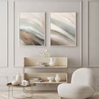 Textured Coastal Dunes Diptych Painting