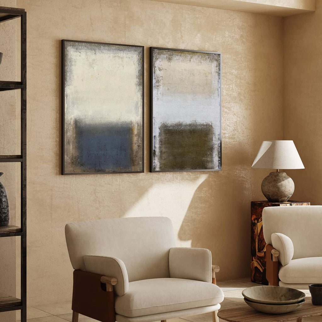 Neutral Abstract Diptych Wall Art Set