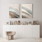 Textured Coastal Dunes Diptych Painting