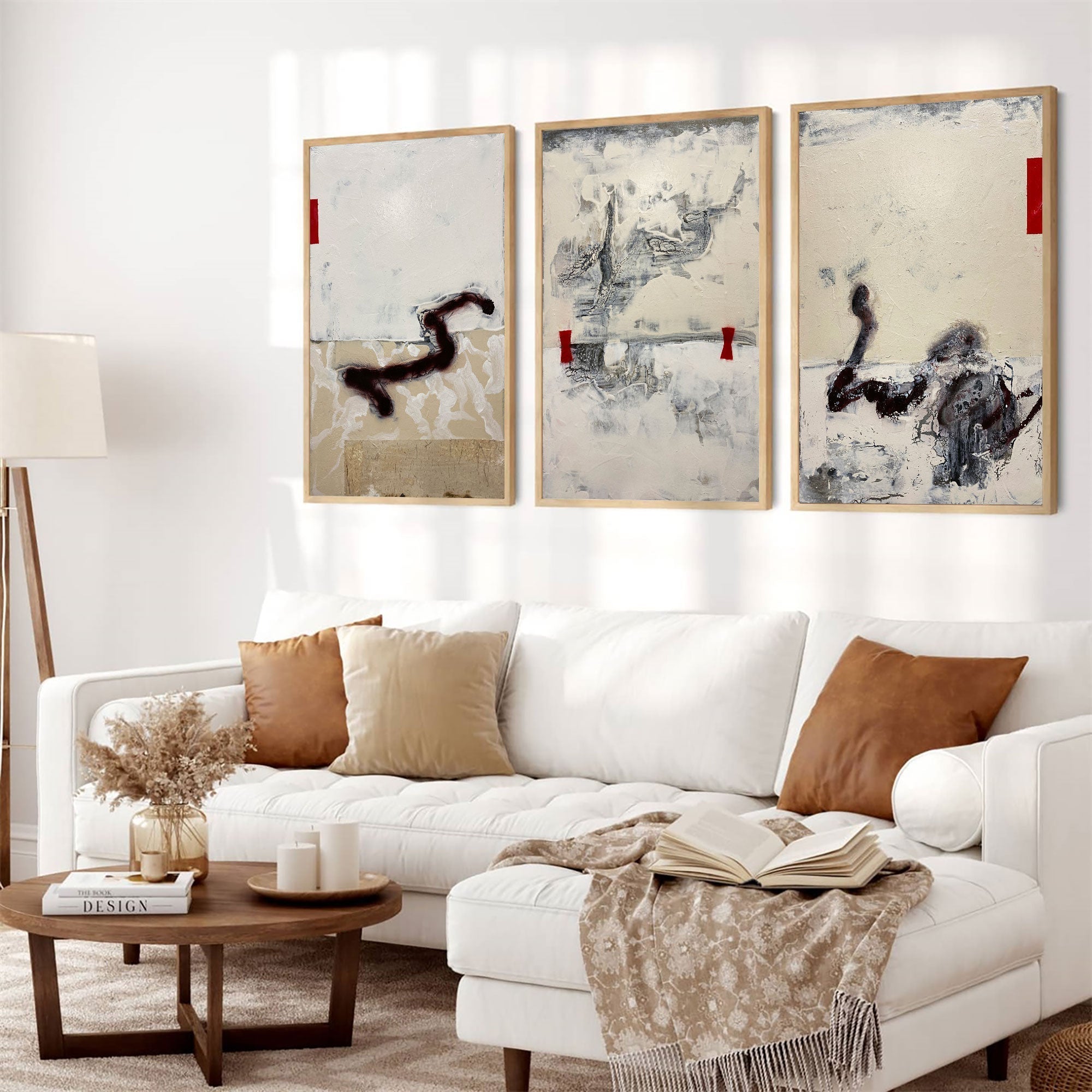 Neutral Abstract Triptych Wall Art Set