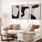Neutral Organic Abstract Triptych Wall Art Set