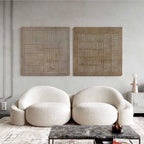 Earthy Textured Linear Pattern Diptych Wall Art Set