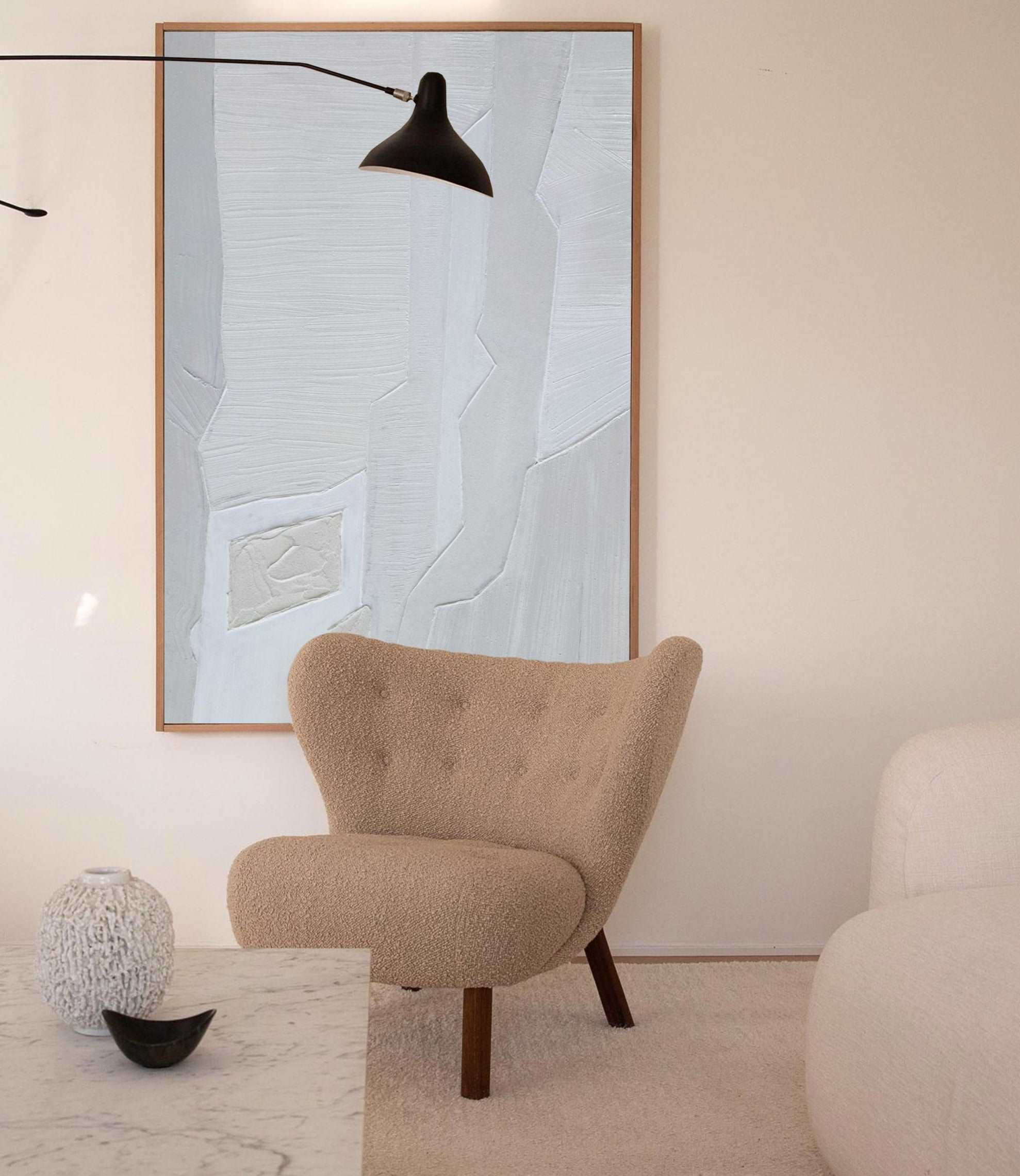 Light Gray Textured Abstract Wall Art Vertical