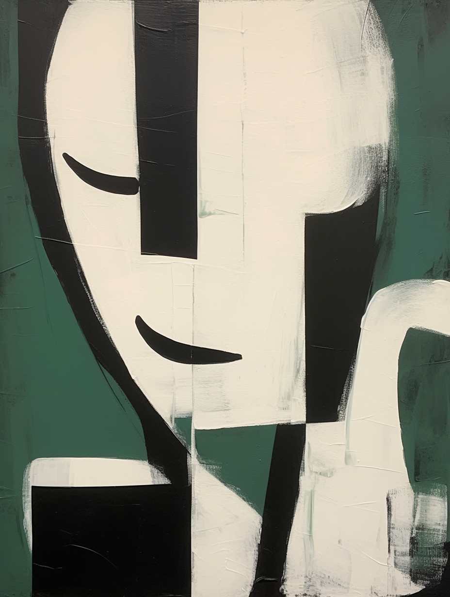Dark Green Minimalist Expressive Figure Wall Art