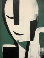 Dark Green Minimalist Expressive Figure Wall Art