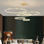 Remi Pendant Light Ring Modern Metal Living Room - Cadre Gold - 40 60 80 60 40 Cm 5 Anneaux - Cool White Without Télécommande