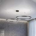Remi Pendant Light Ring Modern Metal Living Room - Cadre Black - 40 60 Cm 2 Anneaux - Cool White Without Télécommande