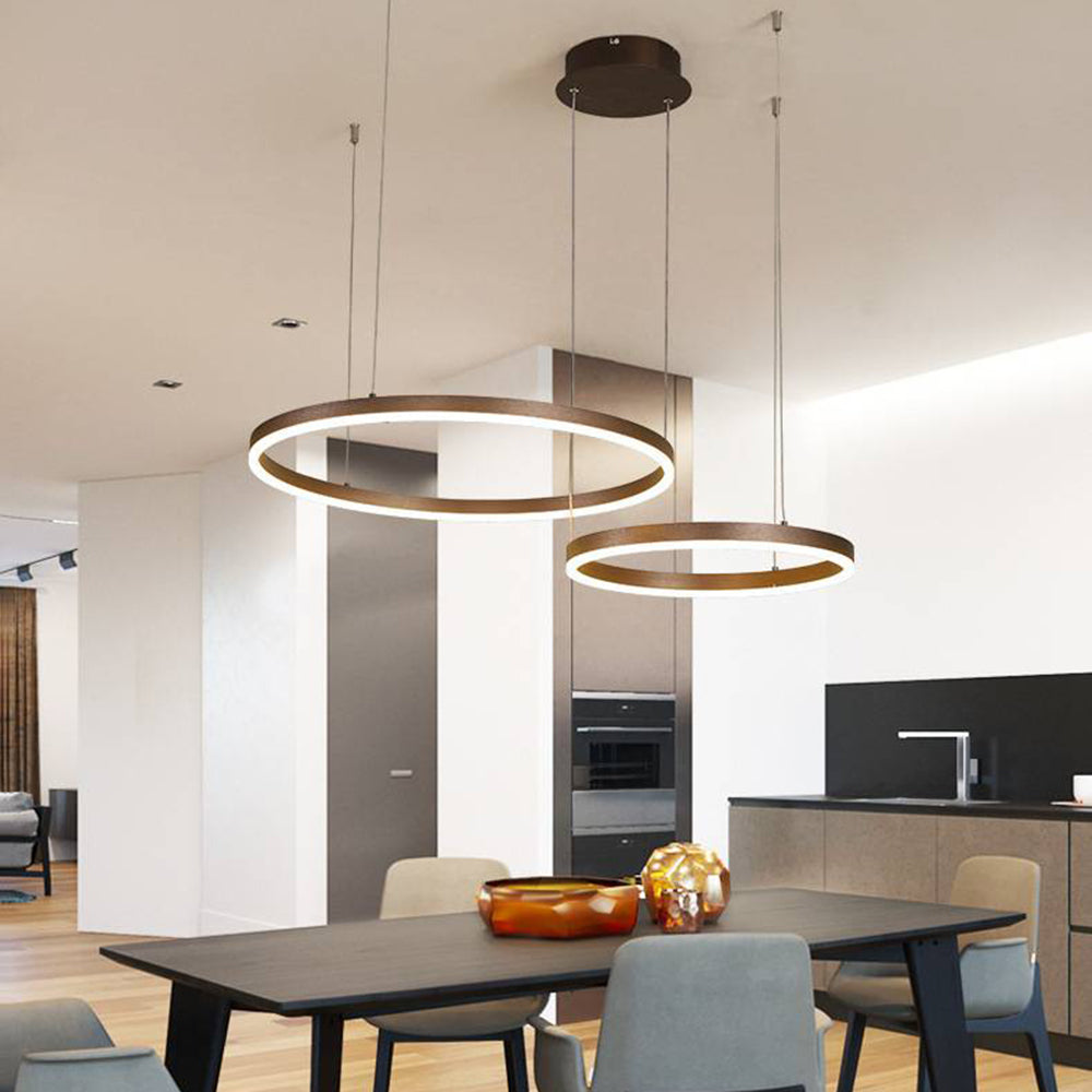 Remi Pendant Light Ring Modern Metal Living Room - Café Cadre - 40 60 Cm 2 Anneaux - Cool White Without Télécommande