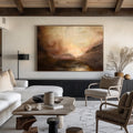 Serene Warm Tonal Seascape Abstract Oil Painting