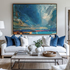 Stormy Coastal Sunset Abstract Painting