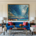 Stormy Coastal Sunset Abstract Painting