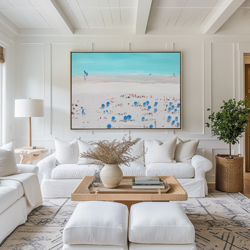 Coastal Beach Scene Oil Painting Horizontal