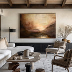 Serene Warm Tonal Seascape Abstract Oil Painting