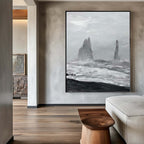 Monochrome Coastal Rock Abstract Painting