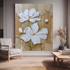 3D Impasto Floral Oil Painting Textured Wall Art